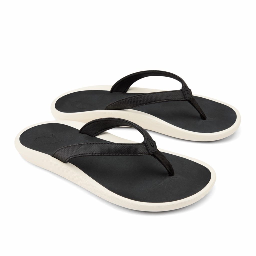 Olukai Women's Pi Oe Flip Flop - Black / Dark Shadow US931-578